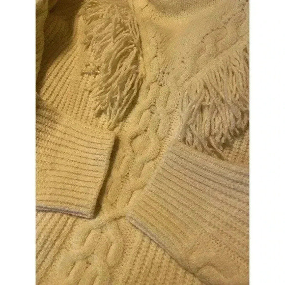 Tuckernuck Women’s Fringe Caswell Wool Sweater Ivory XL Cable Knit Stripe Crew - Picture 12 of 12